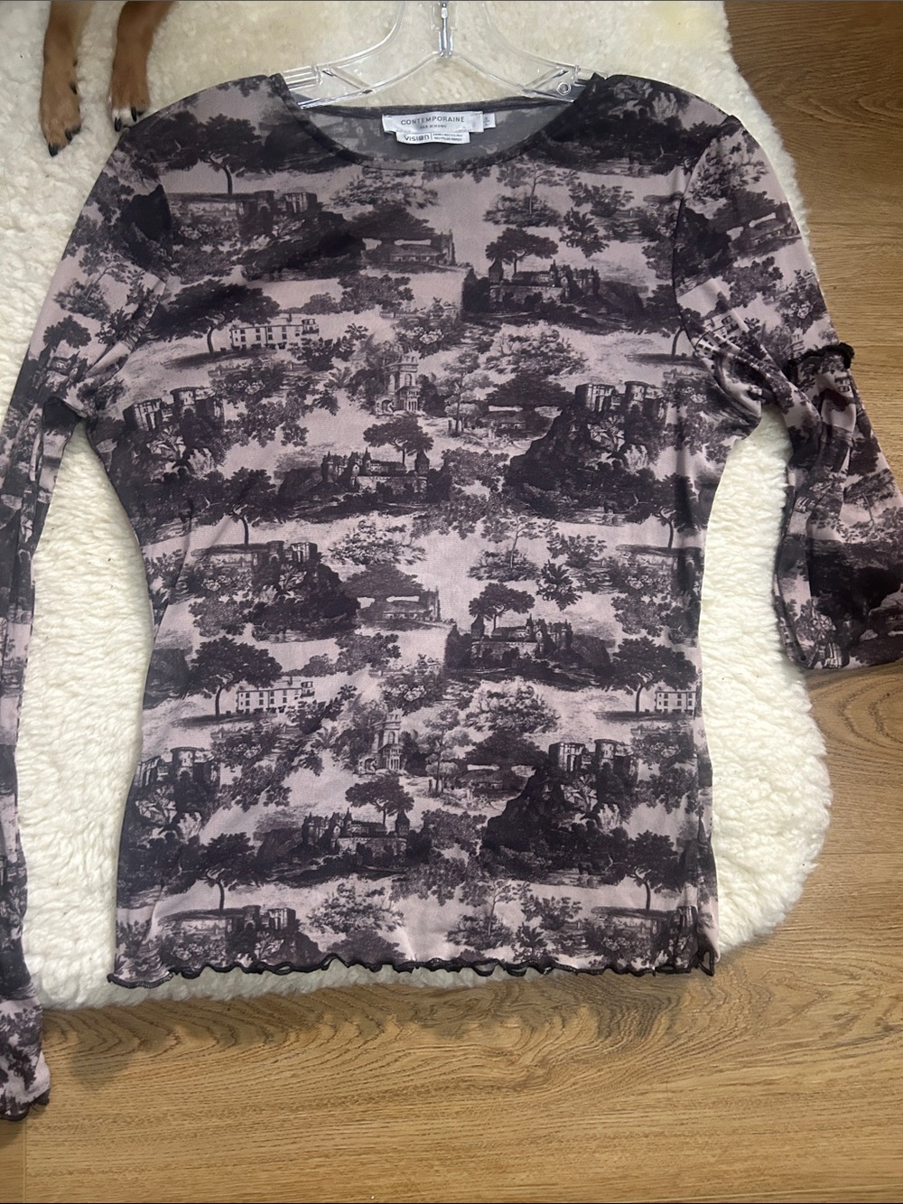 Contemporary Crewneck Long-Sleeve Tee - Pink & Black 22” Ptp